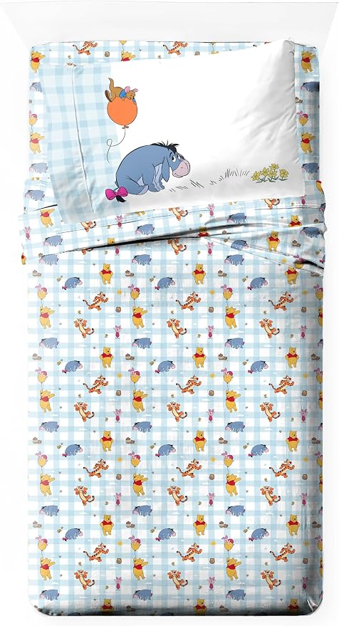 Jay Franco Kids Sheet Set with Fitted, Flat Sheets & Pillow Cover - Ultra-Soft Bedding with Pillowcase for Room Decor, White - Winnie The Pooh, 3 Piece Twin by JayFranco