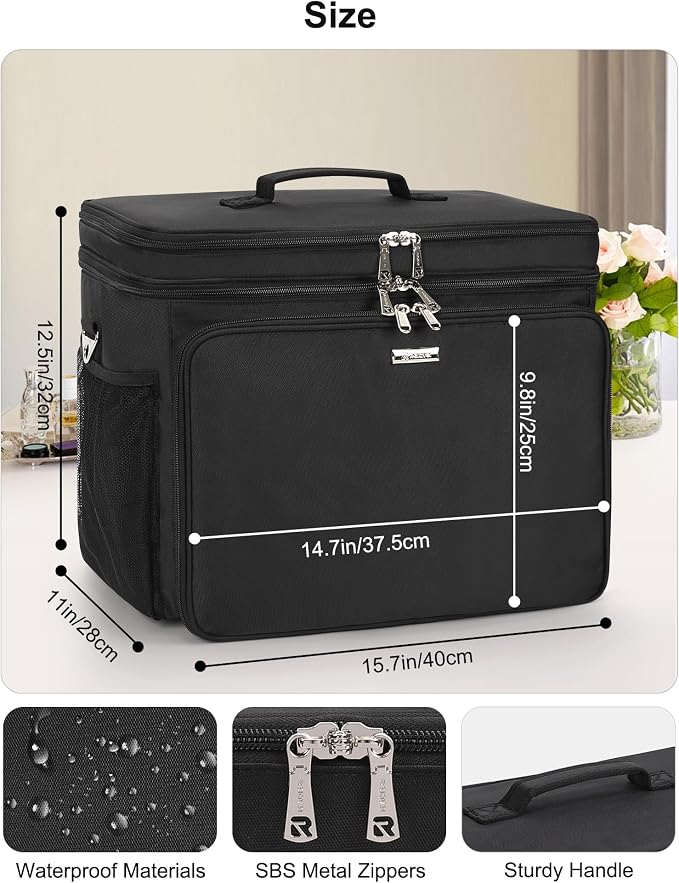 Relavel Hair Tools Travel Bag Hairstylist Traveling Bag Dual Layer Hairdresser Cosmetology Bag Storage Organizer Case for Hair Stylist Essentials, Barber Accessories with Adjustable Dividers - Image 5