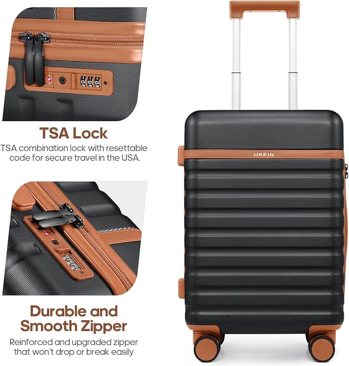 3 Piece Luggage Set, Durable ABS Hardshell Carry On Suitcase Set with Silent Spinner Wheels, YKK Zipper & TSA Lock, Lightweight Large Travel Checked Luggage,20/24/28 Inch - Image 6