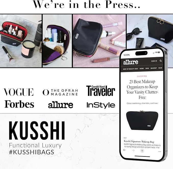 KUSSHI 2pc Neoprene On-The-Go Pouch Set - Passport Holder and Travel Zipper Makeup Pouch for Purse - Small Purse Pouch for Organization, Electronics, Glasses & Valuables (Pink) - Image 6