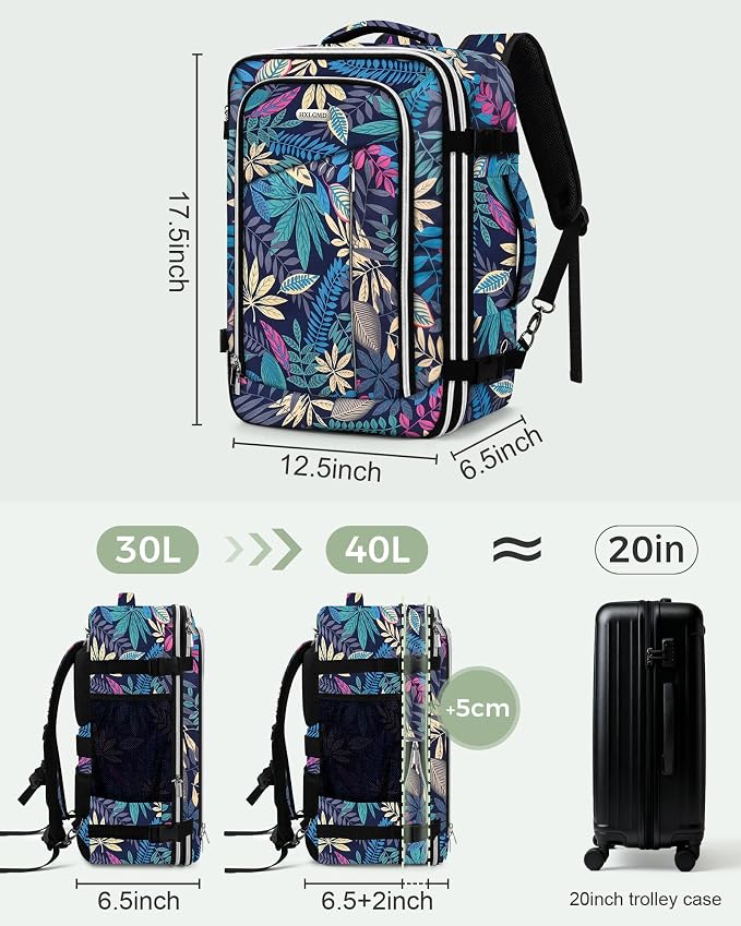 Travel Carry On 17.5" Laptop Expandable Backpack for Men Women, Personal Item Bag Waterproof Airline Approved with USB Charging Hole 3 Packing Cubes, Large Weekender Daypack Business Luggage Suitcase - Image 4