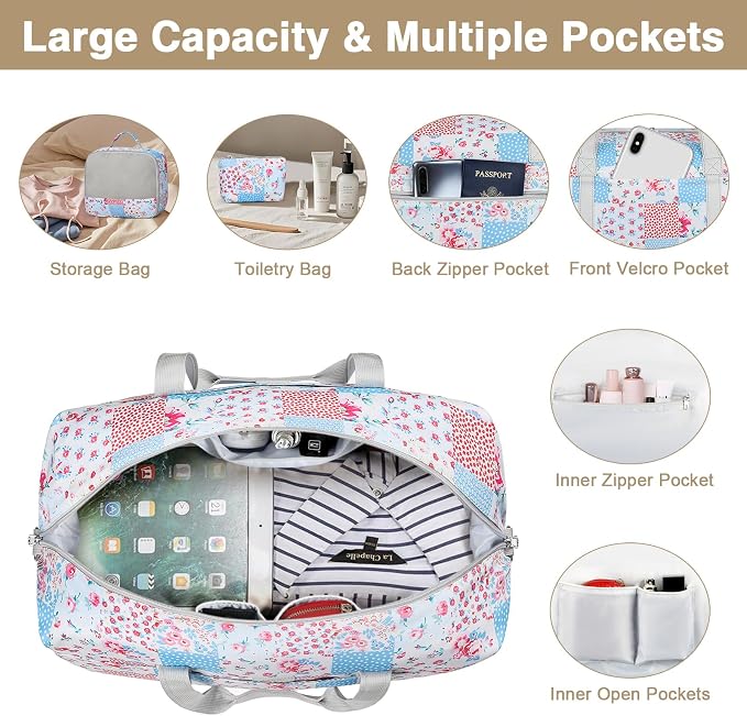 IBFUN Weekender Bags for Women, Travel Duffle Bag with Shoe Compartment Carry on Weekender Overnight Duffel for Weekend Travel Business Trip 3PCS - Image 6