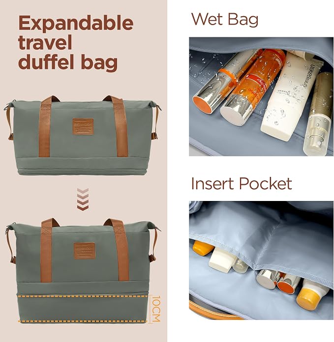 SHOWKOO Carry On Luggage Hardshell Lightweight Luggage Set, Suitcase with Double Spinner Wheels Tsa Lock White 3 piece set Green (DB/TB/20in) - Image 5