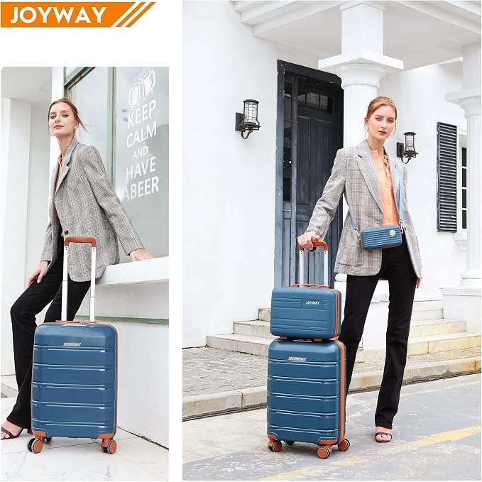 Joyway 20 Inch Carry On Luggage with TSA Lock, Durable Hardshell Suitcase for Travel, Unisex Checked Set for Men and Women Dark Blue - Image 7