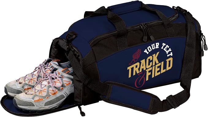 Custom Track Bag Personalized – Track and Field Duffel Bag with Name – Track Team Gear Bag for Athletes, Running Spike Shoe Compartment, Boys Girls Practice & Meet Sports Bag by all+about+me+company
