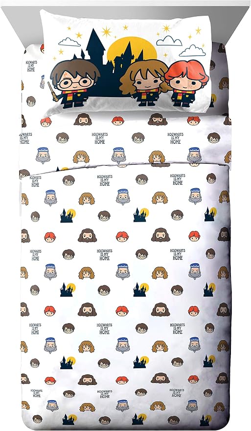 Jay Franco Harry Potter is My Home 5 Piece Full Bed Set - Bedding Features Harry, Ron, Hermoine, Hagrid, and Dumbledore | Hogwarts, Bed in a Bag, Comforter Sheets Pillowcases, Official Product, Soft Microfiber, Machine Washable, Kids Gift - Image 4