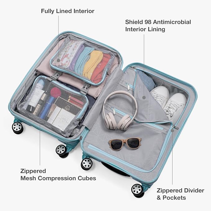 Traveler's Choice Pagosa Hardshell Expandable Luggage with Spinner Wheels, Baby Blue, 2-Piece Set (22/27) - Image 8