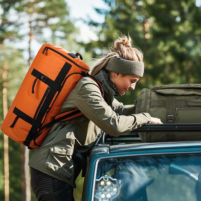 MIER Large Duffle Bag Backpack for Travel Camping Gym Sports, 45L/60L/90L | Water Resistant, Convertible Duffel, Detachable Backpack Straps, Shoe Compartment, Heavy-Duty Tarpaulin, 3 Sizes - Image 8