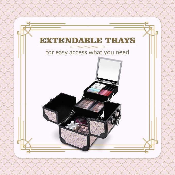BYOOTIQUE 4in1 Cosmetology Case on Wheels w/Cosmetic Storage Makeup Artist | Aluminum Rolling Makeup Suitcase 360° Detachable Wheel Lockable Makeup Case Organizer w/ Mirror Nail Tech AD Tyrian - Image 4