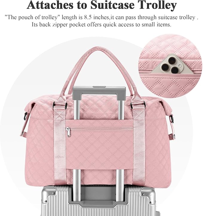 Travel Duffel Bag, Carry On Overnight Weekender Bags for Women | Travel Bag with Wet Pocket & Trolley Sleeve, For Spirit Airlines 18x14x8 Personal Item Bag - Image 6