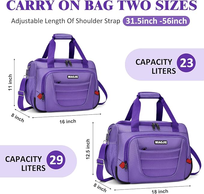 Underseat Carry On luggage Bag Airplanes Personal Item Bags, Gym Bag for Men Weekender Overnight Travel Tote Bag Shoulder Small Softside Carry on Luggage Travel Duffel Bags For Men Women -16 IN Purple - Image 2