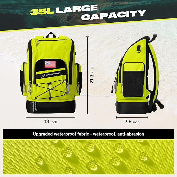 Maelstrom Waterproof Swim Backpack, Gear Sports Bag With Shoe Compartment | 35l Capacity, Durable Polyester, Ergonomic Back Padding, Lightweight. Ideal For Swimming, Snorkeling, Kayaking, Gym, Travel - Image 4