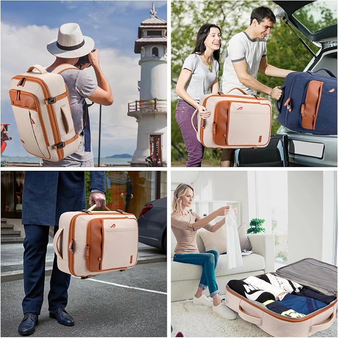 Lumesner 40L Expandable Carry On Travel Backpack with 4 Packing Cubes | Flight Approved, Fits 17 inch Laptop, Water-resistant, Suitcase Backpack, Business Weekender Luggage, Gift for Men & Women - Image 8