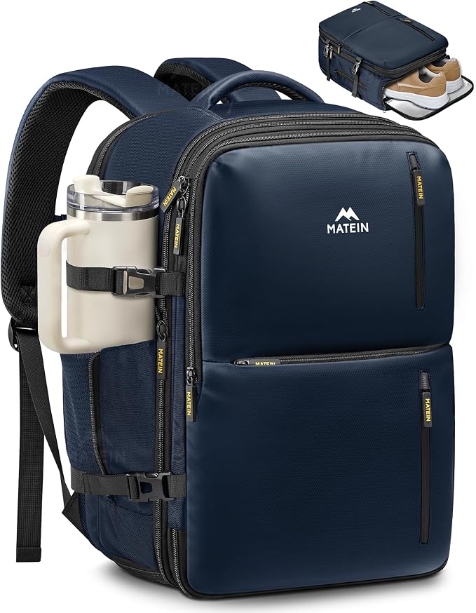 MATEIN Personal Item Backpack 18x14x8, Expandable Underseat Travel Backpack | Large Carry on Bag Luggage, Shoe Compartment Removable, TSA Approved, Fit 17.3 inch Laptop, For Frontier Airlines, Blue - Image 7