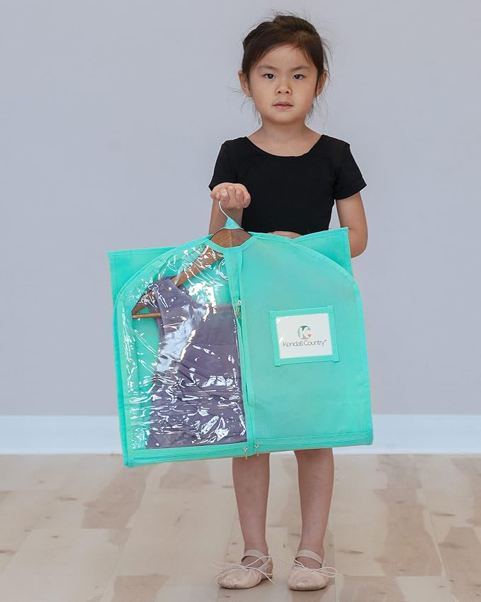 Premium Waterproof Dance Garment Bag,35 inch Clothes Bag with Gusset, 5 Pockets & Side Zip for Dance Costumes, Beauty Pageants, Cheer & More. Best for younger performers with small costume pieces. - Image 5