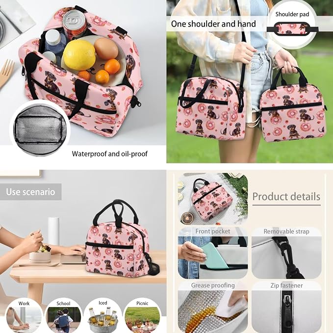 4Piece Kids School Backpack Set Dachshund Dog Backpack Dog Schoolbag Set with Lunch Bag Pencil Case Water Bottle Holder Bag for Boys Girls - Image 5