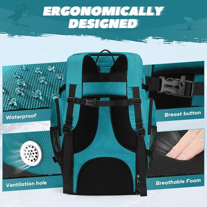 Maelstrom Ski Boot Bag,55L Large Ski Boots Travel Backpack for Men Women,Waterproof Snowboard Boot Bag for Skis Accessories - Image 3