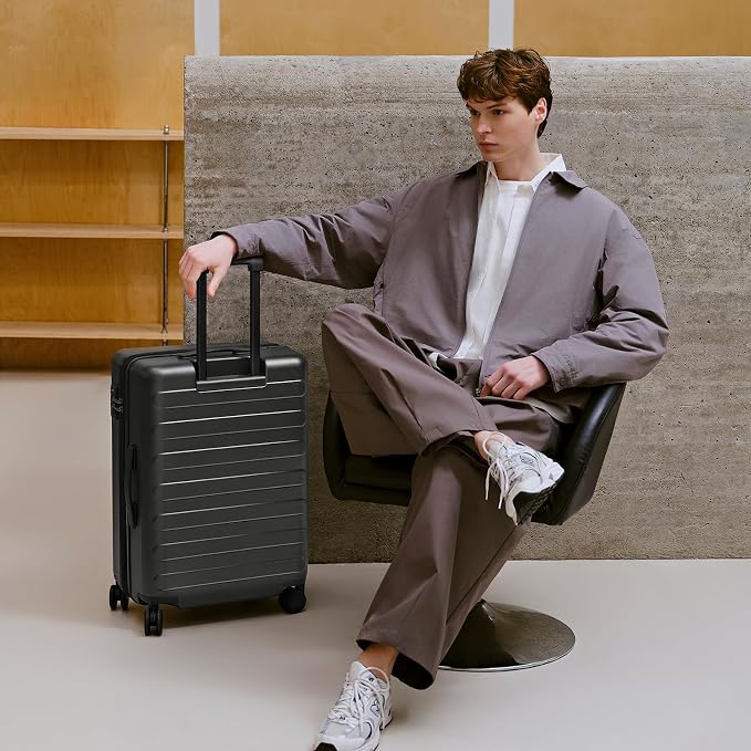 NINETYGO Luggage Sets 2 Piece, Carry On Luggage Airline Approved, Large Checked Luggage with Spinner Wheels, Lightweight, Hard Shell PC Suitcase Sets, TSA Approved, 20in/28in (Black, Rhine Basic) - Image 2