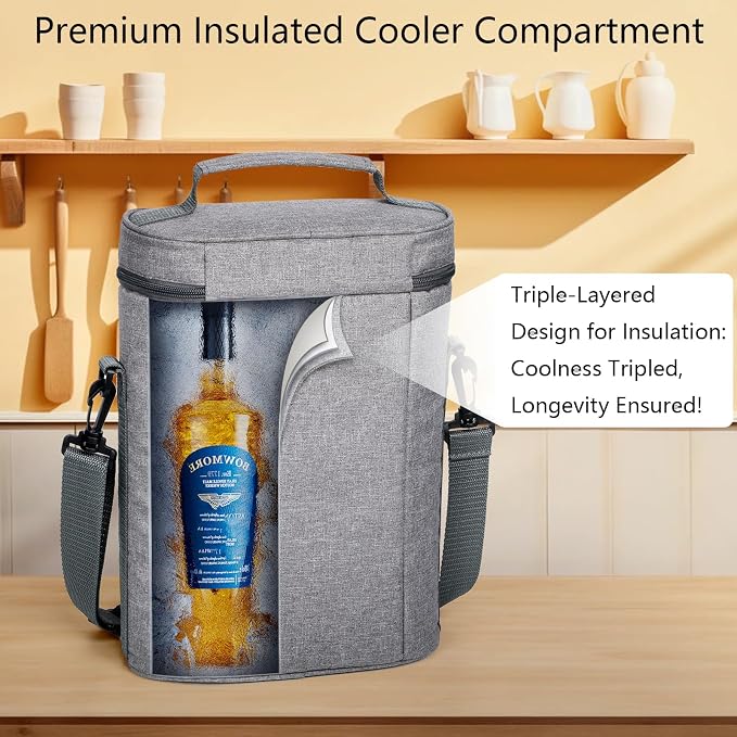 Hap Tim Wedding Gifts for Couples, Bridal Shower Gifts, Engagement Gifts for Newlyweds, Mr and Mrs gifts - Wine Cooler Bag Insulated Wine Carrier Tote with Tumblers, Bamboo Cheese Borad - Image 5