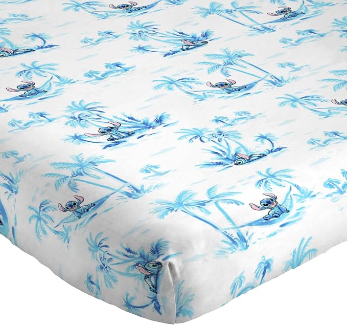 Jay Franco Sheet Set with Fitted, Flat Sheets & Pillow Cover - Ultra-Soft Bedding with Pillowcase for Room Decor, White - Stitch, 3 Piece Twin - Image 2