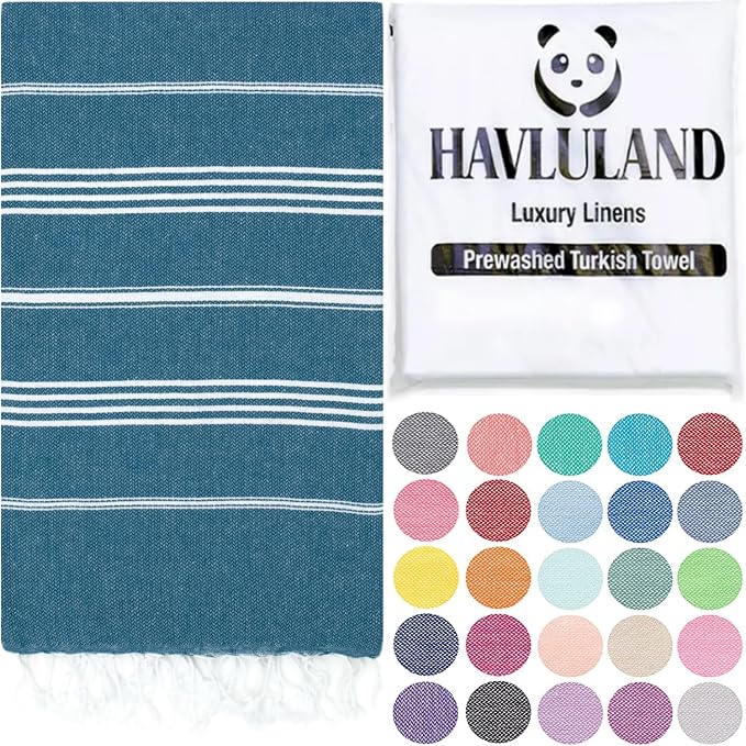 HAVLULAND Turkish Beach Towels, Oversized 40"x72" Turkish Bath Towel, Highly Absorbent Quick Dry Sand Free Beach Towels for Beach Pool Spa Gym Yoga Travel Camping Picnic Blanket - Teal by Havluland