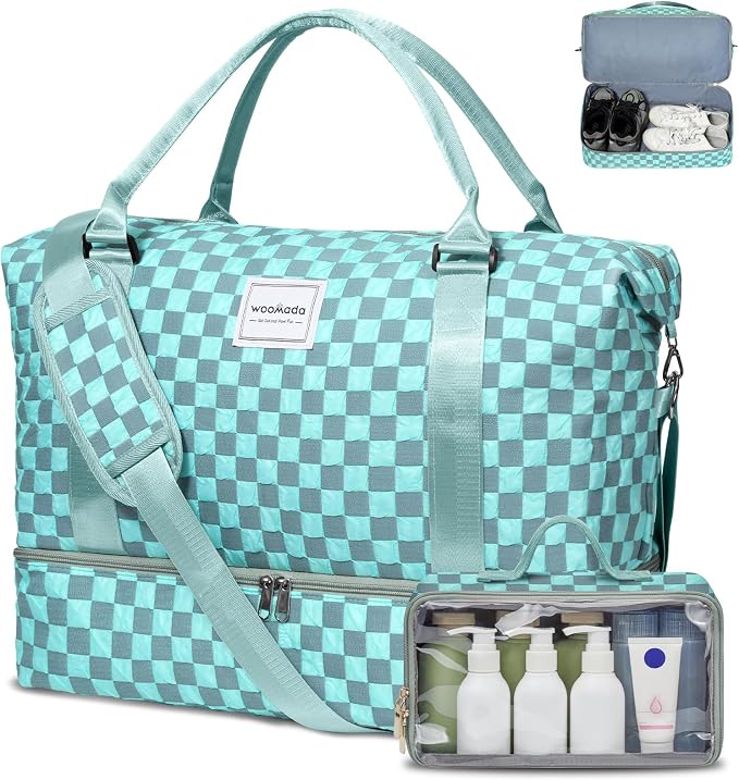 WOOMADA Weekender Overnight Bag for Women, Carry on Shoulder Travel Duffel with Shoes Compartment,Gym Bag with Toiletry Bag by WOOMADA