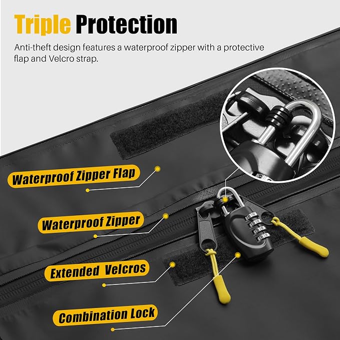 ARKSEN Waterproof Hitch Cargo Carrier Bag with Combination Lock for Truck SUV RV Trailer- Include Net, Heavy Duty Stainless Steel Hitch Tightener, Anti-Rattle Stabilizer, 2 pcs 19.7Ft Straps - Image 3