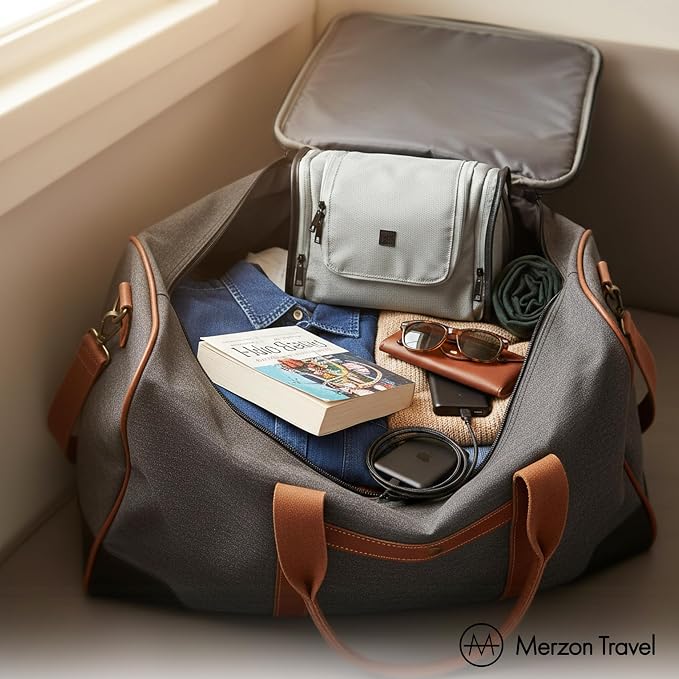 The Dopp’r Ganger, Hanging Toiletry Bag with Multi Compartment Storage, Large Travel Grooming Organizer with Hook, Made from Sturdy Ballistic Nylon, HNG-833-SLV, Silver - Image 5