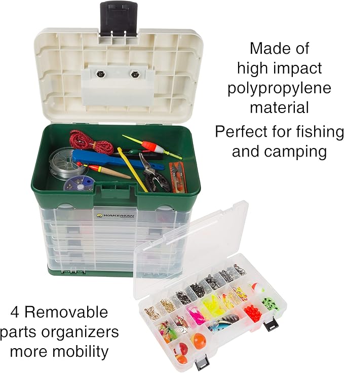 Storage Tool Box Organizer - Utility Box with 4 Drawers and 19 Compartments for Camping Supplies and Fishing Tackle by Wakeman Outdoors - Image 2