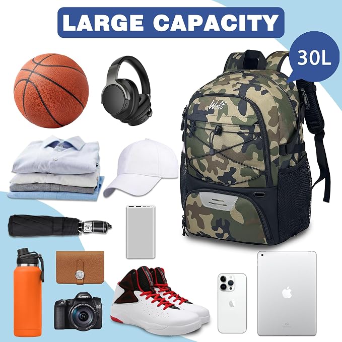 WOLT Basketball Backpack Large Sports Bag with Separate Ball Holder & Shoes Compartment, Best for Basketball, Soccer,Gym - Image 6