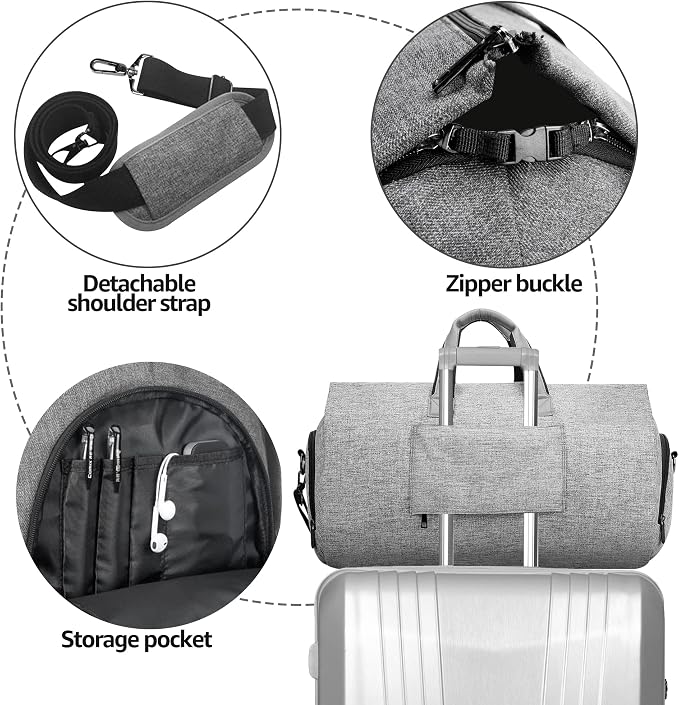 UNIQUEBELLA Convertible Garment Bag for Travel Carry on Garment Duffel Suit Bag with Shoe Compartment Weekend Flight Bag for Men - Image 4