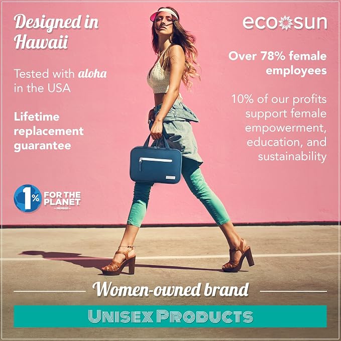 Eco Sun Hanging Travel Toiletry Bag — Designed in Hawaii — Water-Resistant Travel Organizer for Bathroom Accessories (Blue) - Image 4