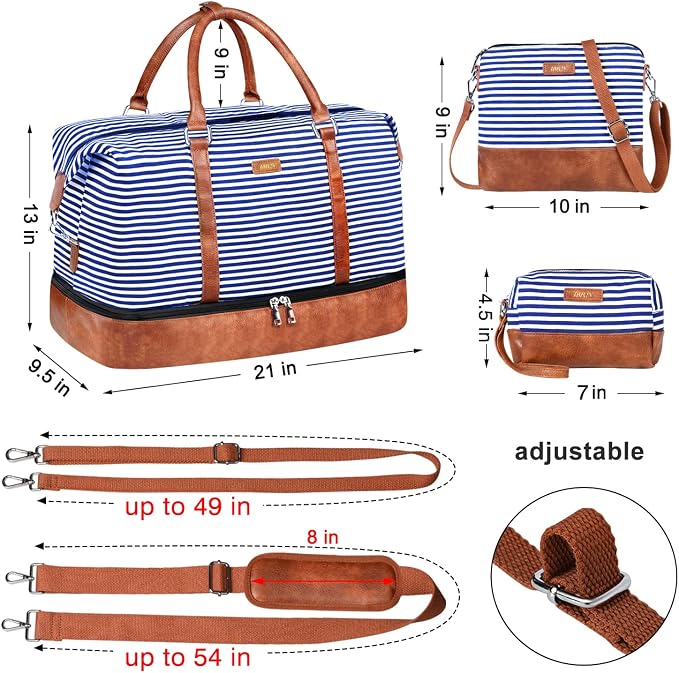 IBFUN Weekender Bags for Women - 21" Travel Duffle with Shoe Compartment - Carry On Overnight Duffel for Weekend Travel & Business Trips, 3PCS - Image 6