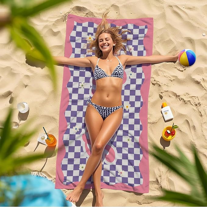 JML Personalized Beach Towel with Name, Custom Flower Beach Towel, Customized Microfiber Pool Towel, Quick Dry & Absorbent Swim Towel for Adult,Anniversary, Birthday, Summer Holiday,Vacation - Image 7