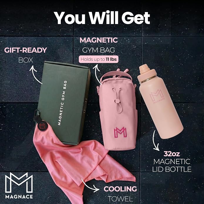 MAGNACE Magnetic Gym Bag Bundle, 3-in-1 Set with Water Bottle Holder, Magnetic Pouch, Towel & Sling Bag – For Men & Women - Image 2