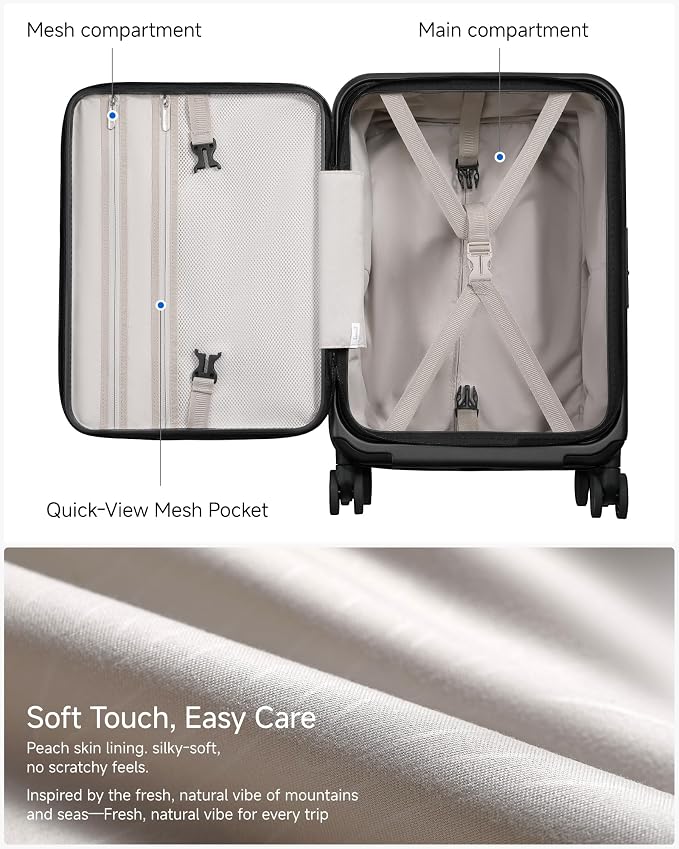 LUGGEX Carry On Luggage Top Opening, Expandable Polycarbonate Hard Shell Suitcase with Wheels (FX-Core, Silver, 20 Inch, 36L-41L) - Image 7