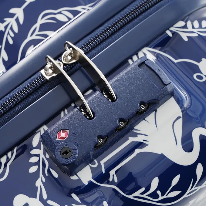 Hardside Luggage Sets, Lightweight Stripes Suitcase with Spinner Wheels, Indigo Swan - Image 8
