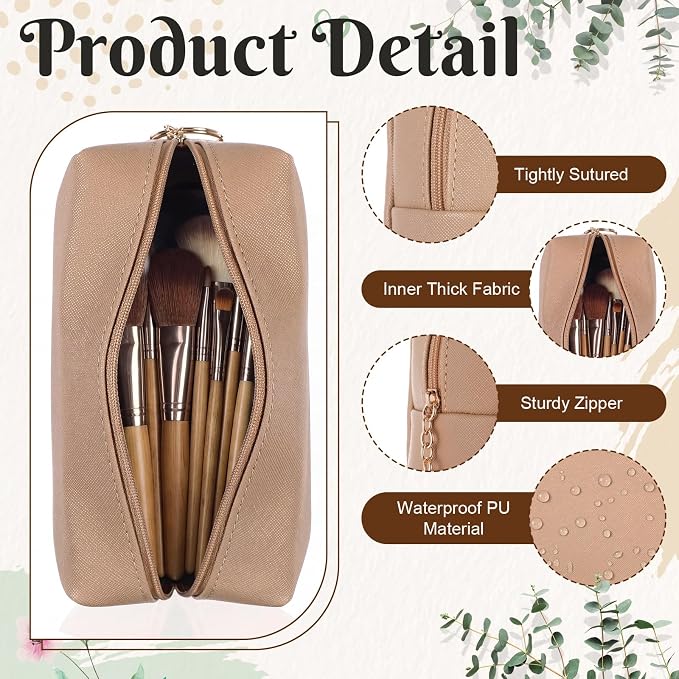 Chunful 24 Pcs Preppy Makeup Bag PU Leather Cosmetic Bag Bulk Makeup Plain Pouch Waterproof Toiletry Purse for Women Traveling Preppy Pencil Case Valentine's Day Gifts (Blush Nude) - Image 3