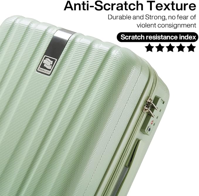 Hanke 24 Inch Luggage Suitcases With Spinner Wheels Lightweight PC Hard Shell Rolling Suitcase With Travel Lock,Checked-Medium 24-Inch(Bamboo Green) - Image 7