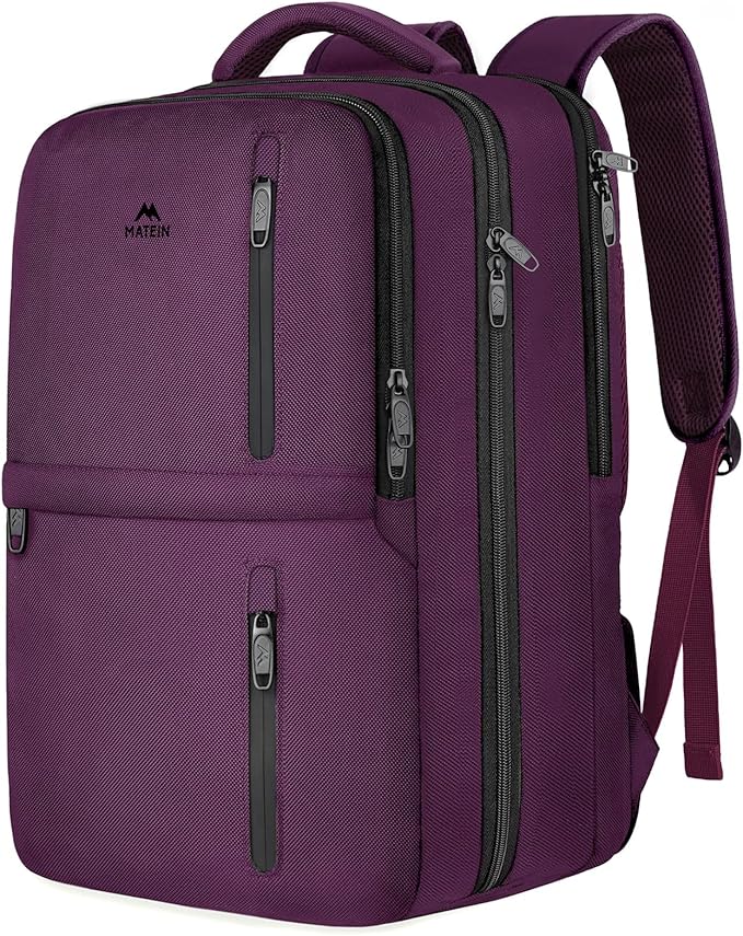 MATEIN Travel Backpacks for Women, Carry On Large Capacity Backpack, Purple | Tsa Approved, 45L Backpack Suitcase, Airline Approved, Luggage Strap, Fit 18" Laptop, For Weekender Overnight Traveling - Image 8