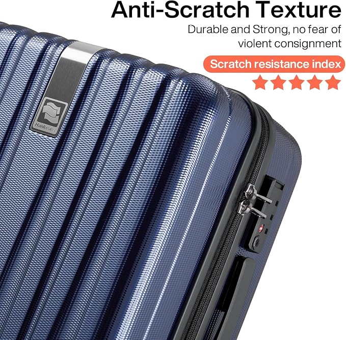 Hanke 20 Inch Carry On Luggage 22x14x9 Airline Approved Lightweight PC Hard Shell Suitcases with Wheels Travel Luggage Rolling Suitcase Travel Luggage Bag for Weekender(Dark Blue) - Image 5