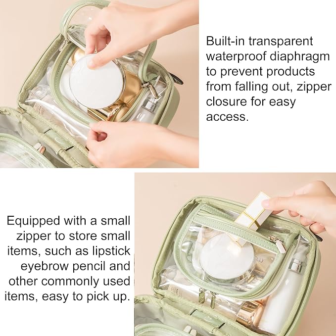 Veki Transparent Makeup Bag Travel Cosmetic Bags Case Waterproof Toiletries Bag Large Capacity Open Storage Bags Organizer With Zipper, Portable Make Up Organizer for Women and Girls - Image 4