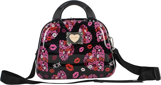 Betsey Johnson Hardside Cosmetic Case - Lightweight Small Size Hardshell Travel Hand Makeup Bag - Adjustable Shoulder Strap - Bag for Women and Girls - Multi-Functional Case by BETSEYJOHNSON