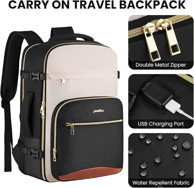 YAMTION 42L Large Travel Backpack for Women,Carry On Luggage with 4 Packing Cubes, Airline Approved Weekender Bookbags for Personal Items fits 18 Inch Laptop - Image 3