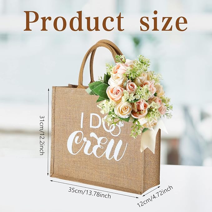 Sadnyy 10 Pieces Bridesmaid Gift Bags Bachelorette Tote Bags with Handles Large Burlap Bridesmaid Gifts Reusable for Bachelorette Party Wedding Bridal Shower - Image 4