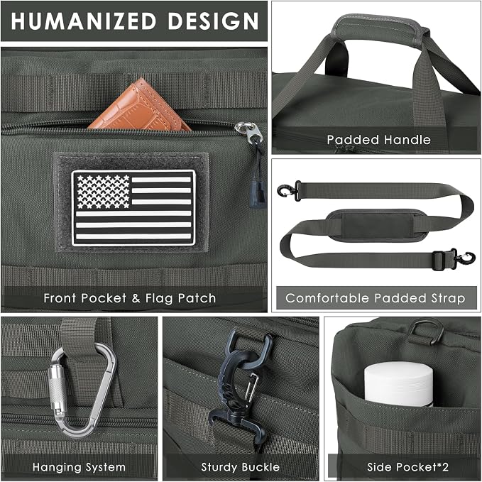 Travel Bag for Men Women, Gym Bag & Tactical Duffle Bags for Travel, Carry on with Toiletry Bag and Shoe Compartment, Weekender Overnight Trip with Wet Pocket for Workout Medical, Gray - Image 3