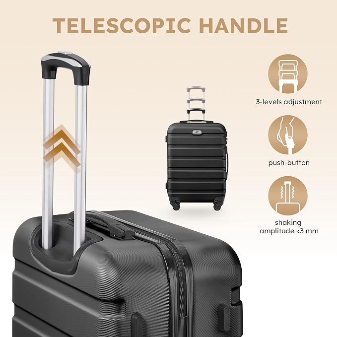 Suitour 4 Piece Luggage Sets, Hard Shell Suitcase Set with Spinner Wheels 16 20 24 28inch Travel Sets(Black) - Image 4