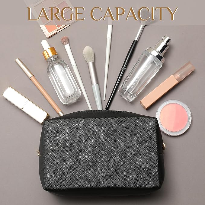 100 Pack Aesthetic Makeup Bags Bulk PU Leather Cosmetic Pouches Waterproof Toiletry Bags Makeup Pouches Bulk for Teen Girls Women Party Gift Travel Storage Back to Teacher Gift (Black) - Image 7