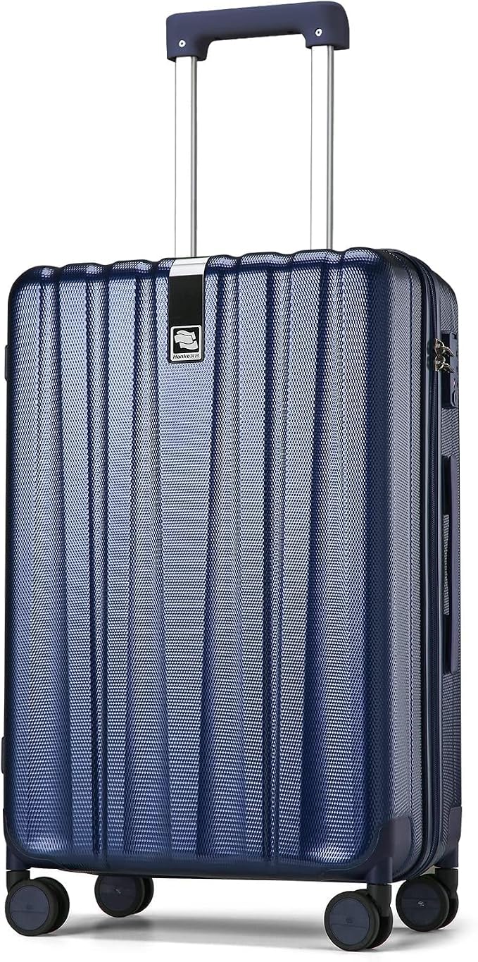 Hanke 29 Inch Luggage Suitcases With Spinner Wheels Lightweight PC hardside Rolling Suitcase With Travel Lock, Checked-Large 29-Inch(Dark Blue) by Hanke