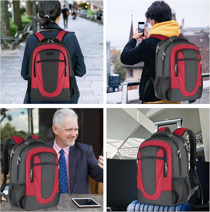 BIKROD Travel Laptop Backpack for Woman and Men, School Backpack for Teens, Waterproof College Back Pack for 15.6 IN Laptop Backpack, Adult Business Computer Travel Backpack, BlackRed - Image 5